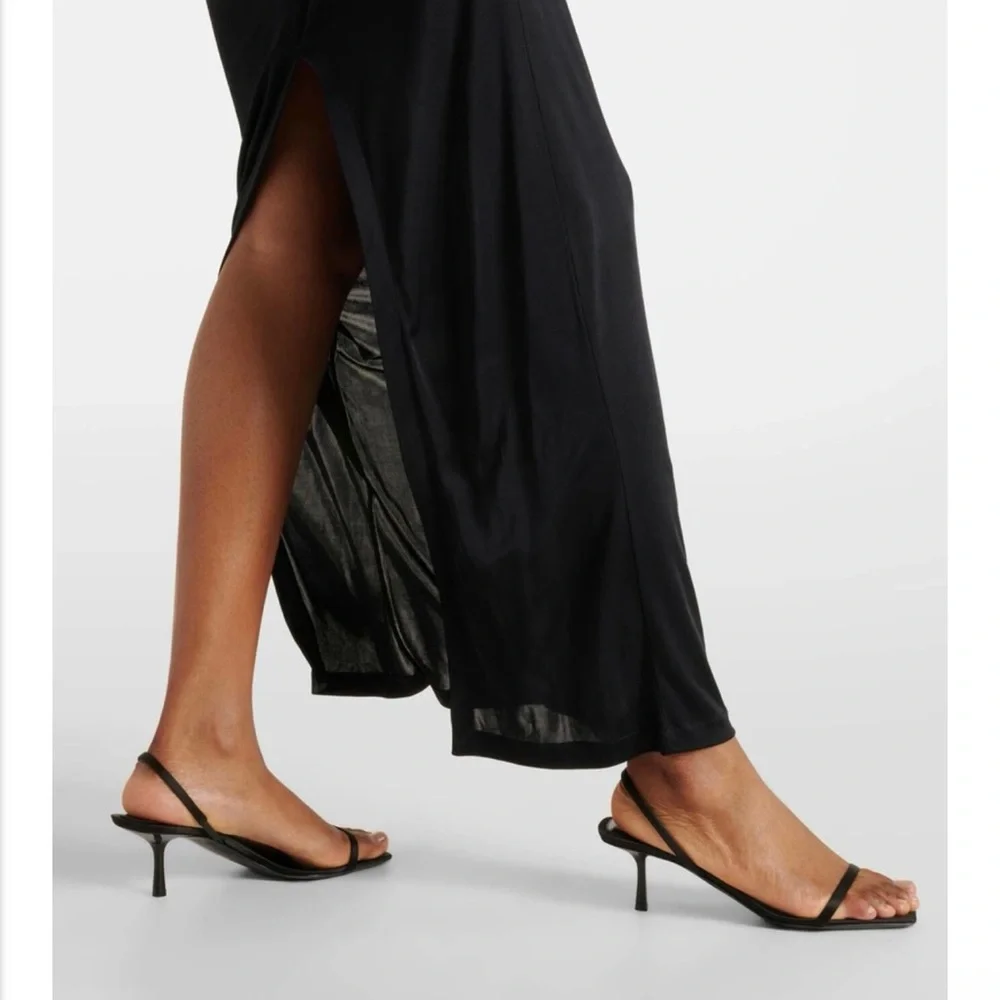 Saint Laurent NWT- Jaspe 55 Black Silk Slingback Kitten Heel Sandals 40 - Picture 5 of 7